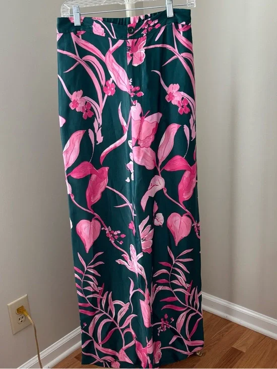Anthropologie Breezy Floral Tropical Printed Wide Leg Trousers Size 4 - Picture 3 of 10